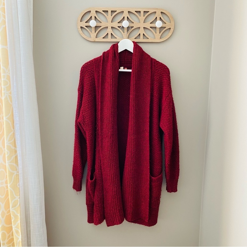 Pilcro by Anthro. Open Front Cardigan Maroon Sz Medium